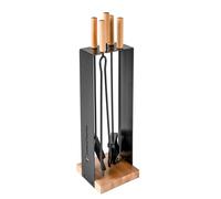 Set Camino 4 Pezzi H 69 in Ferro Verniciato Grigio Martellato