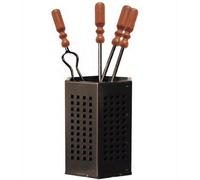 set camino Box cm 18x50h in acciaio 4 attrezzi utensili stufa caminetto