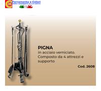 Set Camino Con PIGNA 4 Pezzi Acciaio e Ottone accessori per caminetto Stufa Nero