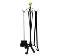 SET CAMINO LUSSO in ferro con trespolo pomello in ottone - accessori per camino