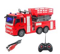 Set camion dei pompieri RC - Modello di veicolo in ABS 34,5x13x11 cm, auto con motore con effetti di luce | Set da gioco per camion di emergenza telecomandati per giochi d'azione per parchi interni ed