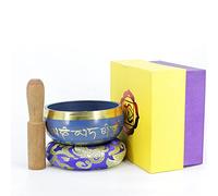 Set campana tibetana Ciotole di Canto, Fatta a Mano Ottimo Suono Set per Meditazione Yoga Musicoterapia Decorazione Interna Preghiere Rondella + bastone di mogano + scatola-1 9.5 x 4.2 cm