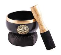 Set campana tibetana con fiore della vita, colore: nero e oro