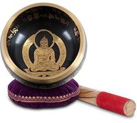Set Campana Tibetana XDrum Chhavi - Ideale per meditazione e terapie - Decorata con ornamenti dipinti a mano - Lega di 7 metalli diversi - ca. 13,5 cm Ø - include cuscino e battente