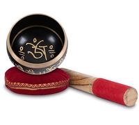 Set Campana Tibetana XDrum Lekhan - Ideale per meditazione e terapie - Decorata con ornamenti dipinti a mano - Lega di 7 metalli diversi - ca. 9 cm Ø - include cuscino e battente