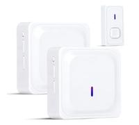 Set campanello senza fili con 2 ricevitori e 1 trasmettitore, campanello impermeabile esterno, portata 300 m, 58 melodie, 4 livelli di volume con flash LED (bianco)