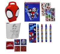 Set Cancelleria Spidey e i Suoi Fantastici Amici Marvel con Valigetta 3D Block Notes da Colorare Pastelli a Cera Timbri e Adesivi Idea Regalo Bambini 3+