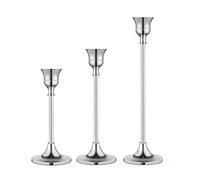Set candelabri in metallo 3 pezzi finitura ottone con forma conica per decorazio