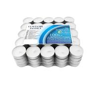 Set, Candele Bianche,Non profumate,Tea Light,Candeline,Durata di combustione 3 Ore, Antigoccia,Decorative (100)