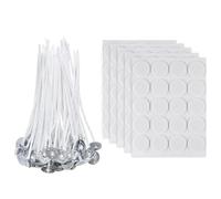Set Candele Fai Da Te,100 Pezzi Stoppini per Candele,10cm Stoppini di Naturali Candela con 100 Pezzi Adesivi Stoppino,Creare Candele Profumate,per Fabbricazione di Candele Candela