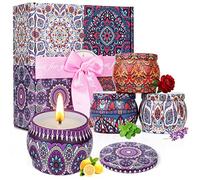 Set Candele Profumate regalo 4 Candele profumate 4,4 Oz Candele per aromaterapia Regali per la mamma Candele portatili con cera di soia naturale al 100%