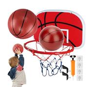 Set canestro da basket per interni - Tabellone in metallo+ABS+ 47x33 cm, canestro da 32 cm | Attività per famiglie bambini con 2 palloni da basket, pompa, installazione da porta | Soggiorno,