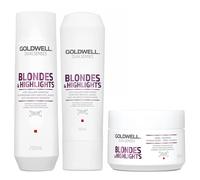 Set Capelli Biondi GOLDWELL DS Blondes Anti-Yellow Shampoo + Balsamo + Maschera