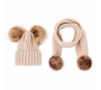 Set cappello e sciarpa ricamati con nome personalizzato con regalo di compleanno ricamato lavorato a maglia e sciarpa abbinata (cachi)