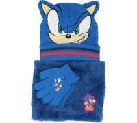 Set Cappello, Guanti e Scaldacollo per Bambini Sonic Taglia Unica Regalo