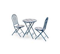 Set Capri Tavolo+2 Sedie Piegh. Diam. 60 Cm H 93 Maioliche Blu Salmar