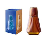 Set Caraffa da Comodino Vintage in Vetro a Strisce per Acqua da 34 Once con Bicchiere, Brocca Classica da Notte (Ambra)