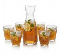Set Caraffa e 6 Bicchieri in Vetro Star Glass Brocca per Acqua Cocktail Bevande bottiglia Design Scanalato e Tumbler Resistenza +30% e Massima Trasparenza Ideale Casa e Horeca MADE IN iTALY BO-RMIOLI