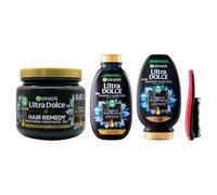 SET CARBONE MAGNETICO & Olio Di Semi Neri Di Nigella. Per Cute Grassa, Lunghezze Secche. Rimuove Immediatamente Le Impurità e Idrata 72H, Shampoo 250ml + Balsamo 200ml + Maschera 340ml + Spazzola