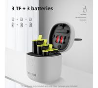 Set caricabatterie TELESIN per GoPro Hero 11/10/9, custodia impermeabile IP54 a 3 scomparti con 2 batterie da 1750 mAh e slot per scheda TF.