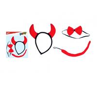 Set carnevalesco da diavolo per bambini - cerchietto con corna, coda e papillon