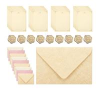 Set Carta per Lettere e Bustine, 20 Fogli A5 Vintage con Motivo Rose, 9 Bustine + 9 Sigilli in Cera, per Lettere d’Amore, Matrimonio, Compleanno e Biglietti Auguri, Rosa/Bianco/Giallo