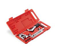 Relaxdays Set Cartellatrice 5-16 mm, con Tagliatubi & Valigetta, per Tubi in Rame & Alluminio, Argento/Nero/Rosso