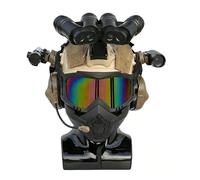 Set Casco e Maschera Tattico per Bambini per Gioco di Ruolo CS, Modello Fittizio NVG, Casco con Auricolare Bluetooth, Accessori Regolabili per Casco(E)