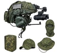 Set Casco Tattico 10 Pezzi, FAST Airsoft, Coprielmetto Camo, Supporto L4G24 | Modello Visione Notturna Non Funzionale, Cuffie, Tasca Peso, Boonie, Maschera Viso, Custodia for Outdoor e Cosplay