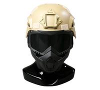 Set Casco Tattico per Bambini,Equipaggiamento per Gioco di Ruolo CS con Modello di Visione Notturna Finto, Giocattolo da Allenamento Outdoor(Tan)