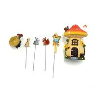 Set Case Fatate Resina 6 per giardino Incantato Set Case Fatate | Colore vibrante, forma per unica, dettagliato, per punto focale per giardino, resistenza sole