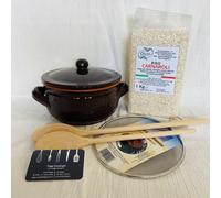 SET CASSERUOLA COLI' DUE CUCCHIAI LEGNO RETINA SPARGIFIAMMA E 1 KG DI RISO
