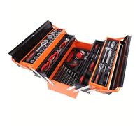 Set Cassetta attrezzi completa 85 utensili 5 scomparti chiavi cricchetti pinze