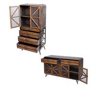 Set cassettiera Alta con credenza Industriale HWC-F91 Metallo Legno