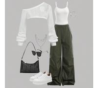 Set casual coordinato da 3 pezzi per ragazze pre-adolescenti, stile strada, adatto per il ritorno a scuola, composto da canotta in maglia a coste, top a camisole e pantaloncini, adatto per autunno/inv