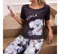 Set casual da casa e da esterno con stampa divertente di koala per donna L,M,S,XLAnimale,LettereTessuto in maglia