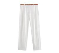 Set casual da donna con scollo a V, monopetto, gilet con cintura, gamba dritta, slim, Pantaloni bianchi., XS