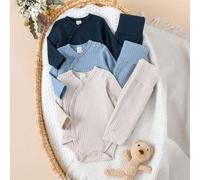 Set casual di 6 pezzi di abbigliamento per bebè, body in morbida miscela di cotone con maniche lunghe e pantaloni, adatto per neonati, primavera/estate 6-9M,0-1M,1-3M,3-6MColore unicoRayon