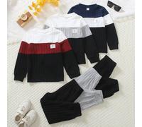 Set casual di top a girocollo e pantaloni a maniche lunghe, multicolore e multipezzo. Il top utilizza un design a elementi multicolore, tessuto alla moda e innovativo, comodo e naturale. Adatto per us