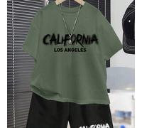 Set casual e alla moda da 2 pezzi per ragazzi tweens, composto da maglietta a maniche corte con stampa grafica della città "California, Los Angeles" e pantaloncini, adatto per l'estate 8Y,9Y,10Y,11Y,1