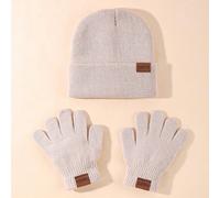 Set casual e classico invernale per bambini piccoli, composto da 1 berretto lavorato a maglia con logo auto e 1 paio di guanti lavorati a maglia (il colore effettivo del prodotto può variare a causa d