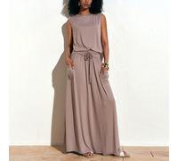 Set casual ed elegante da donna composto da una maglietta senza maniche e una gonna lunga, adatto per l'estate L,M,S,XL,XS,XXL,XXS,XXXL,XXXXLColore unicoTessuto in maglia