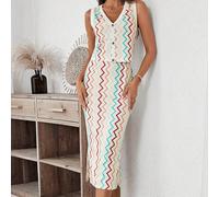 Set casual estivo da 2 pezzi composto da gonna lunga a righe arcobaleno per il mese del Pride e canotta, adatto per le vacanze e il tempo libero delle donne L,M,S,XL,XS,XXL,XXS,XXXL,XXXXLZigzag,Blocch