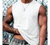 Set casual estivo da uomo a 3 pezzi, include top senza maniche a girocollo, versatile per casa, all'aperto, città, regolare, strada, tempo libero, giovani, minimalista, campus, retrò, versatile, textu