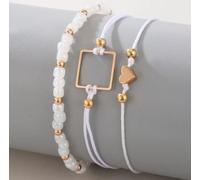 ✨ Set catena piede donna 3 pezzi perle cuore oro estate spiaggia gioielli ...
