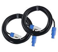 Set Cavi Pronomic Power Twist 5-2 Cavi per Alimentazione di Diffusori Attivi e Proiettori - Connettori Compatibili PowerCon - Cavo (H05VV-F) con 3x 1,5 mm² - Lunghezza: 5 m - Nero