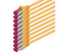 Set cavo CAT6a Ethernet, cavo di rete RJ45, 10 / 100 / 1.000 / 10.000 MB/s, cavo Patch, cavo LAN, CAT 6a, S-FTP, doppia schermatura, PIMF, 500 MHz, senza alogeni, compatibile con CAT 5e / CAT 6 / CAT 7, per Switch, router, modem, Patchpannel, Access Point, pannelli di permutazione jaune - 10 pièces 7,5m
