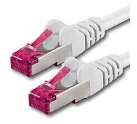 Set cavo CAT6a Ethernet, cavo di rete RJ45, 10 / 100 / 1.000 / 10.000 MB/s, cavo Patch, cavo LAN, CAT 6a, S-FTP, doppia schermatura, PIMF, 500 MHz, senza alogeni, compatibile con CAT 5e / CAT 6 / CAT 7, per Switch, router, modem, Patchpannel, Access Point, pannelli di permutazione blanc - 1 pièce 0,25m