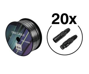 Set Cavo DMX EUROLITE 100m Nero + 40 Connettori XLR 3 Poli OMNITRONIC