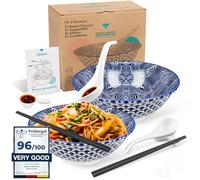 Set cena ciotola ramen per 2 persone in porcellana 20cm, capacità 0,8-1 L, ciotola per zuppa, ciotola per insalata, ciotola pho, ciotola per noodles ramen, ciotola per muesli, ciotola pho (Seigaiha)